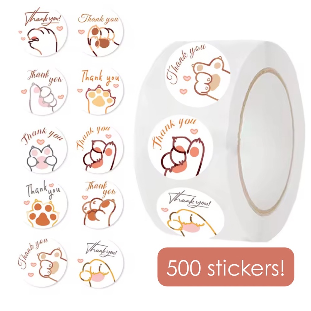 Thank You Stickers Cat Paws